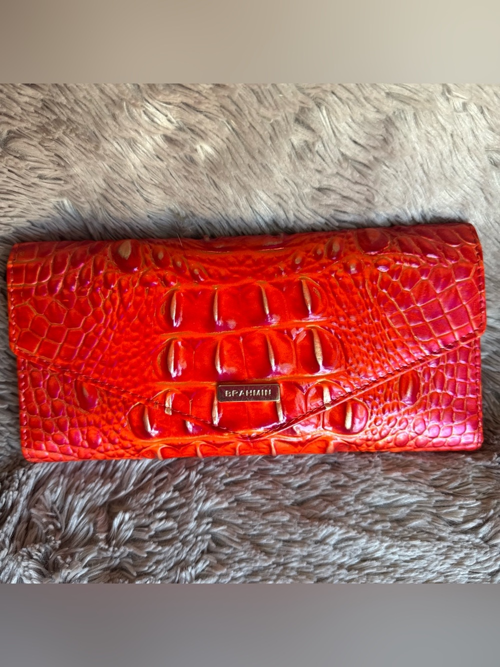 Brahmin Small Elaine FLAME Croc-Embossed Satchel with Matching Wallet - Picture 8 of 14